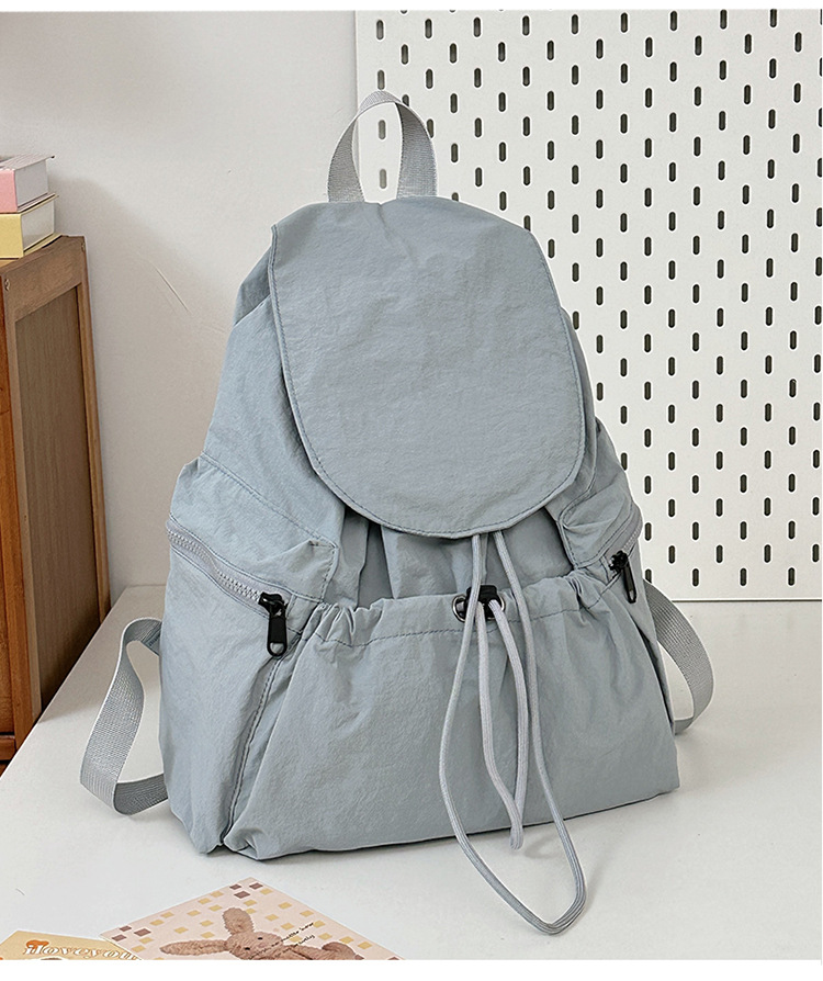 New Niche Lightweight Nylon Fabric Backpack Women Casual Drawstring Travel Large Capacity Backpack