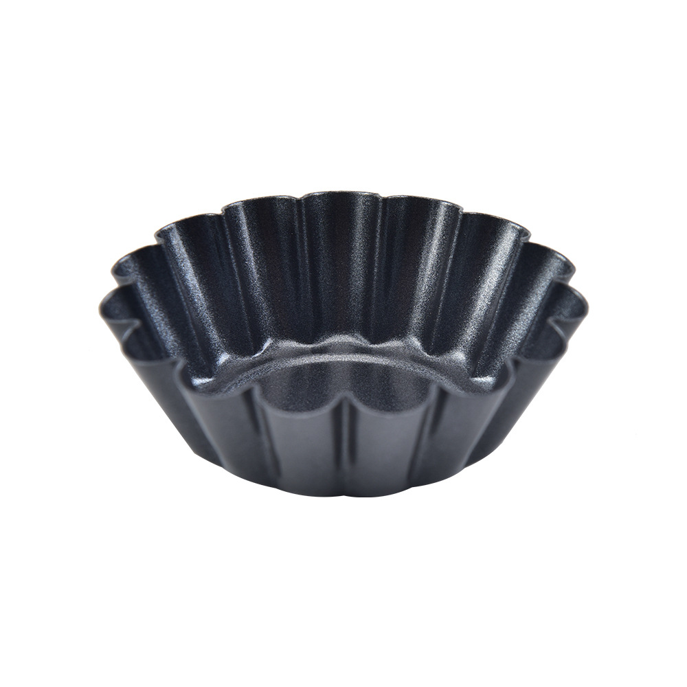 Carbon steel egg tart mold, thickened fluted cake pudding tart mold, DIY baking mold, non-stick chrysanthemum cup cake mold