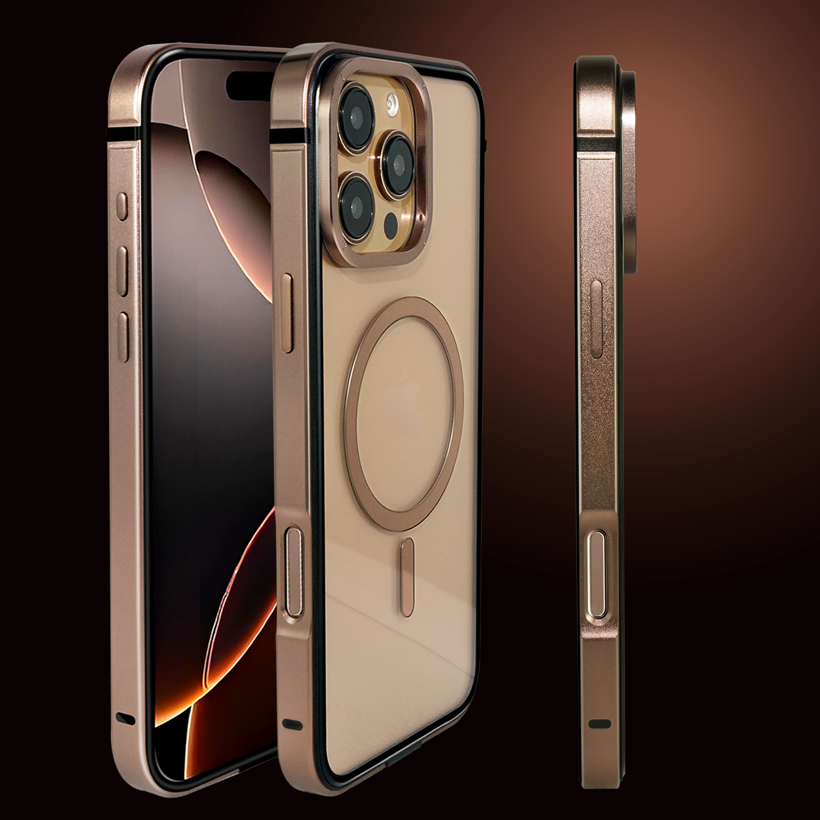 Titanium Metal Anti-drop Case for iPhone 16 Pro Max Aluminum Alloy Frame Magnetic Case