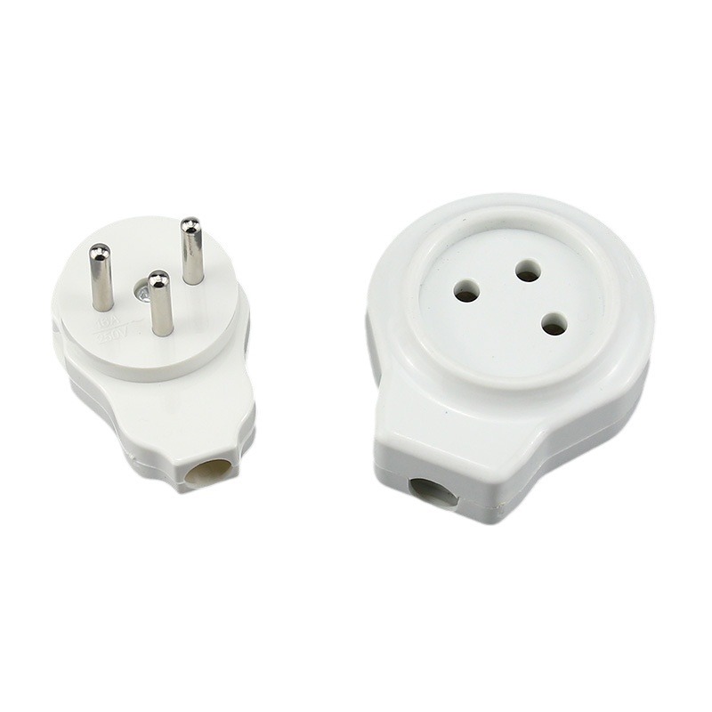 Israeli plug white 16A standard Israeli assembled cylindrical male-female mating three-pole power plug