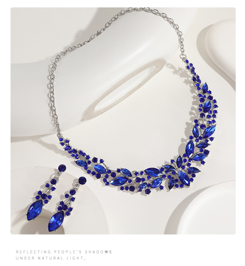 Crystal Necklace Earring Jewelry Set Bride Wedding Dress Accessories