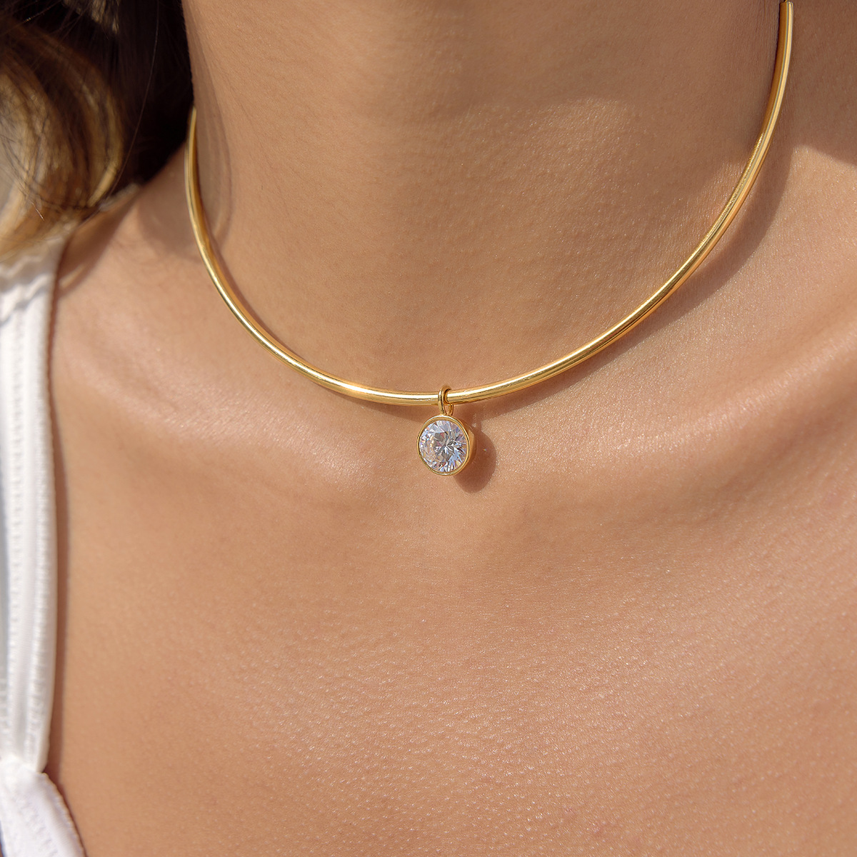 Jieding zircon pendant stainless steel collar women titanium steel necklace accessories women niche accessories