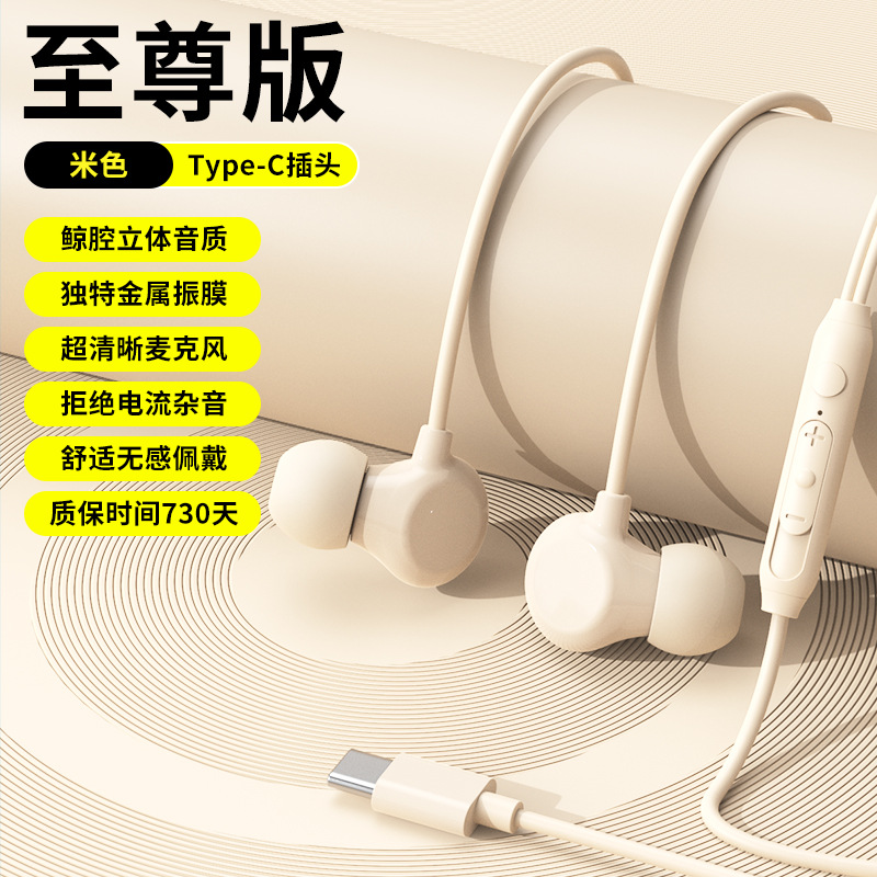 Wired In-Ear Earphones Type-C Interface Sleep Earphones Comfortable Round Hole Long Wear Without Pain Noise-Canceling Earphones