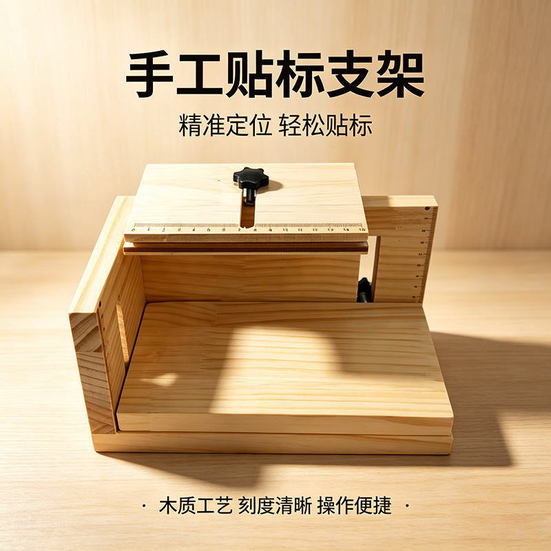 Solid wood household solid oak manual labeling positioning bottle avoid wrinkling label auxiliary fixing tool