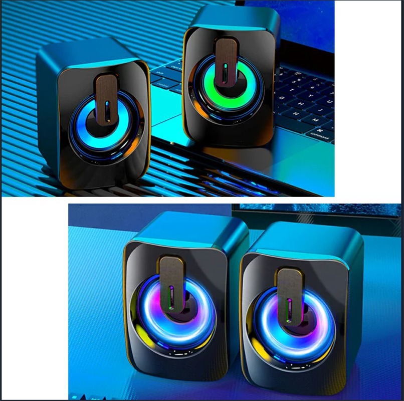 Long-term notebook small audio, RGB colorful light subwoofer, USB 3.5 notebook home computer speaker