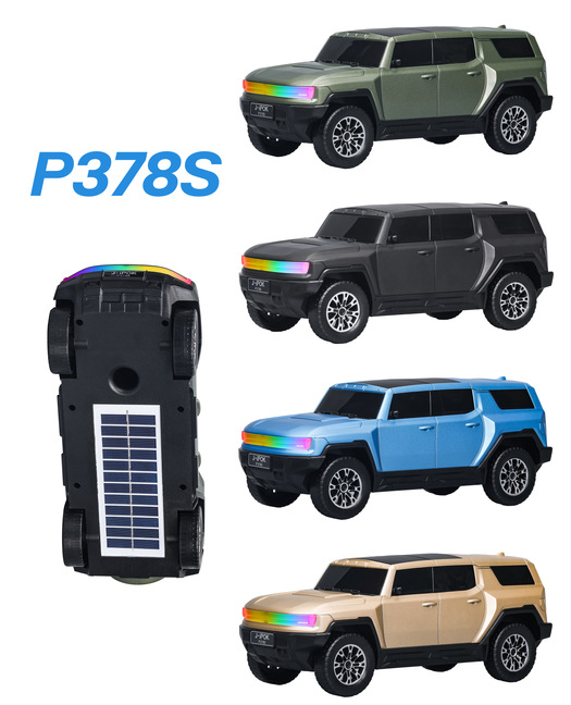 Off-road SUV car model audio colorful light subwoofer microphone integrated K-song solar speaker P378