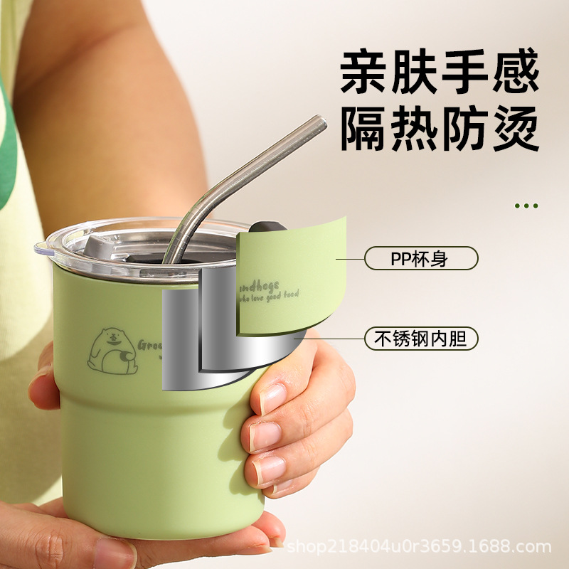 304 stainless steel mug household water cup shatterproof student office coffee cup tea cup milk cup