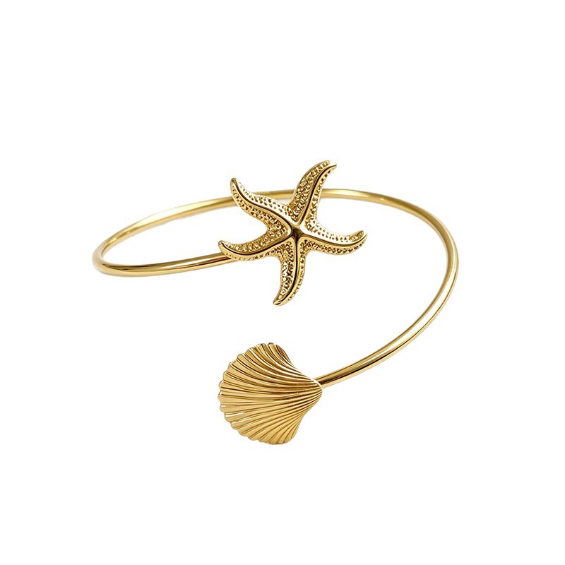 Ocean series metal open arm ring accessory niche starfish shell female bracelet