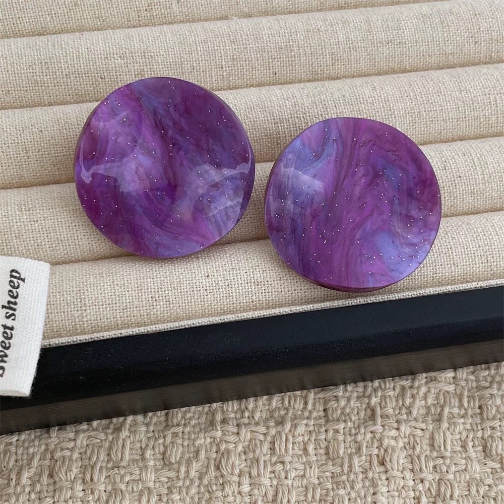 Candy Color Twisted Piece Round Acetate Earrings for Women Niche Vacation Style Ear Pin Ear Accessories