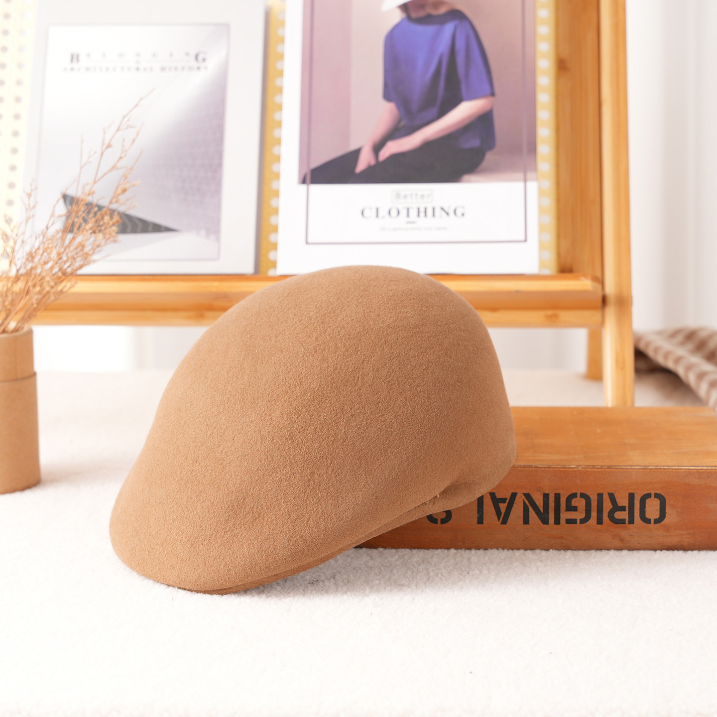 Forward Cap Pure Wool Felt Autumn/Winter Men and Women Simple Beret Breathable Warm Visor Hat