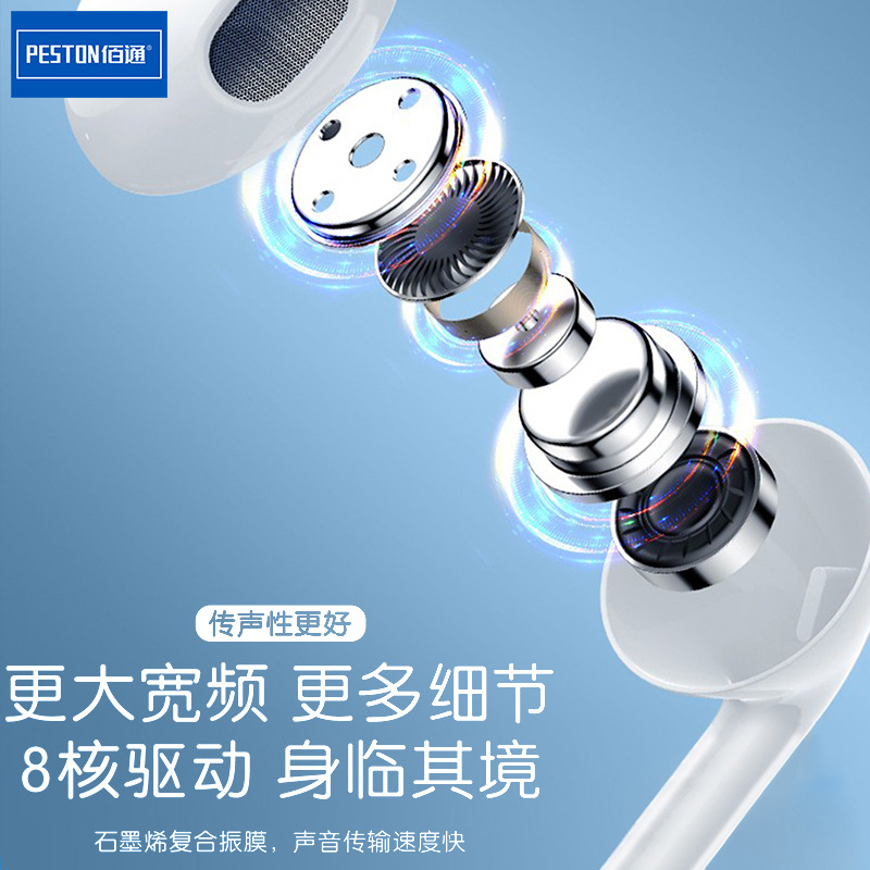 Baitong Y9 Stereo Type-C In-ear Music Earphone Applicable for Mate40 P40 Android Phone Wired Control Earphone