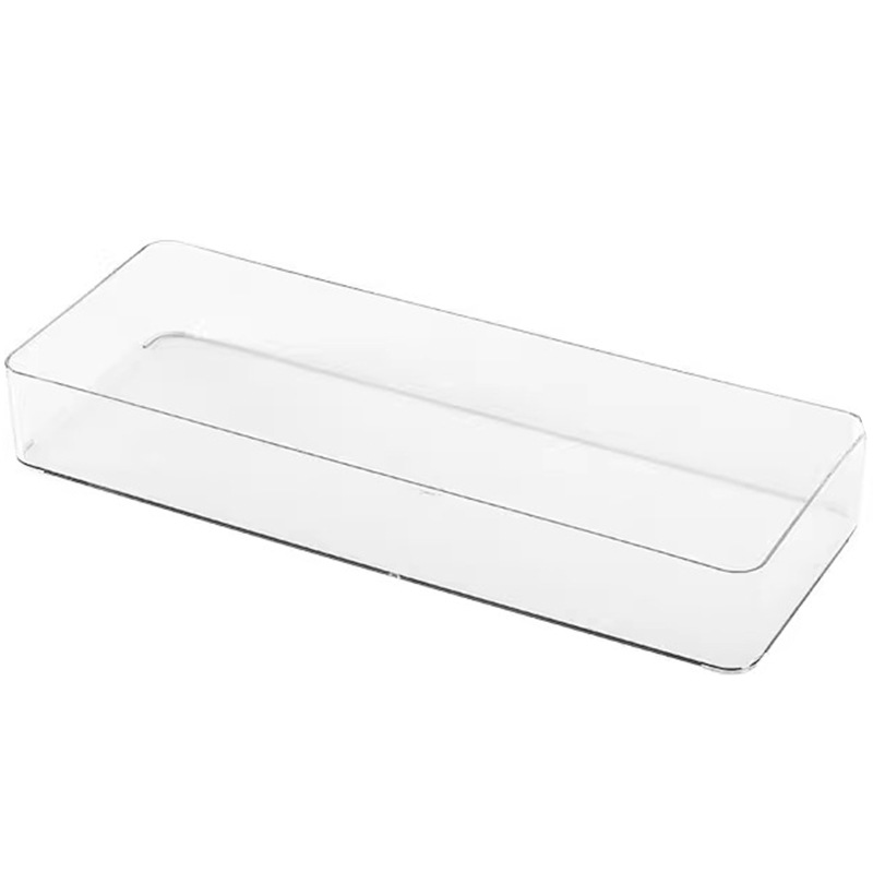 Extra large 40cm long transparent box, narrow and long rectangular storage box, 15cm wide, leak-proof for drawer organization