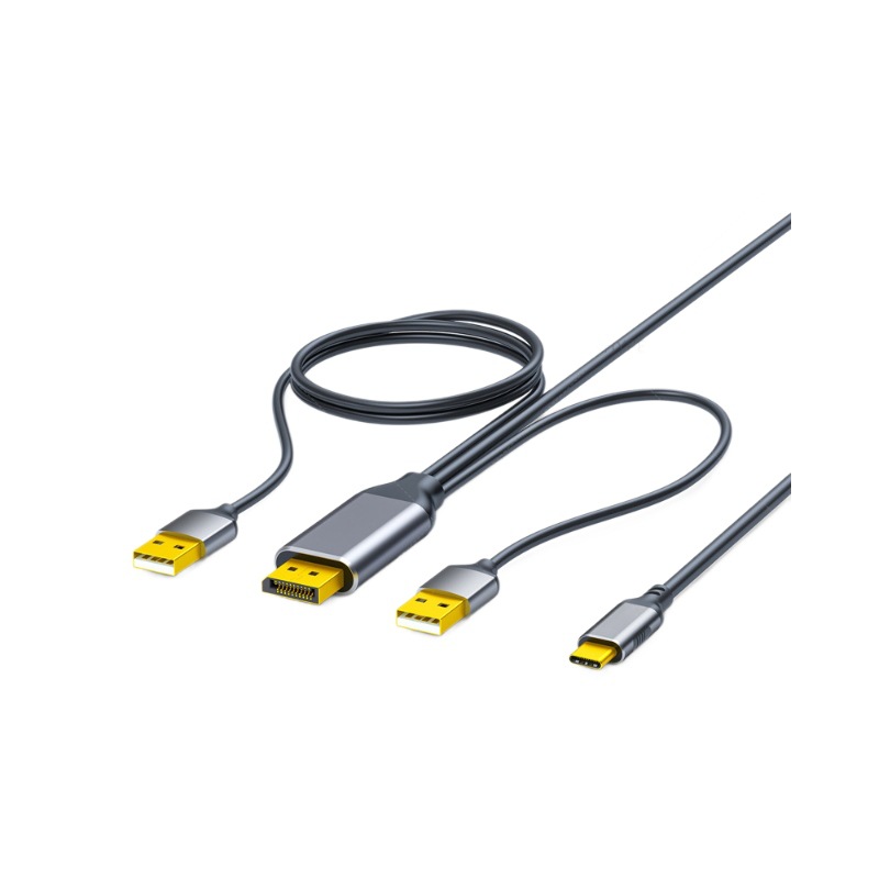 DP to Type-C with dual USB cable DP to Type-C conversion cable data video DP to Type-C with charging cable