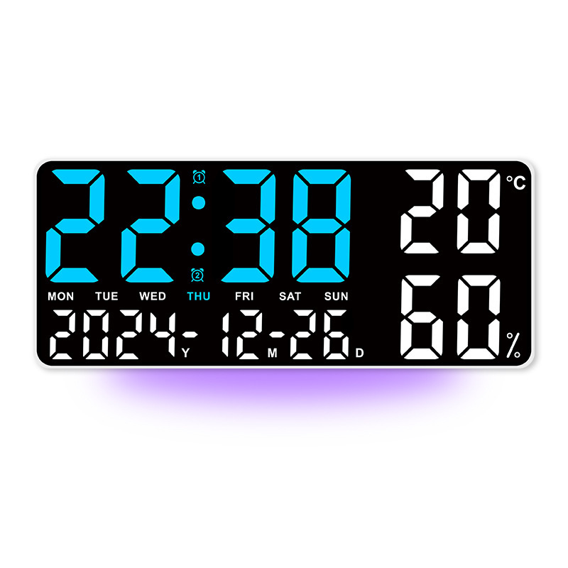 New Temperature and Humidity Living Room Wall Clock Simple Multifunctional Electronic Clock Large Font with Night Light Multiple Alarm Groups GH9002