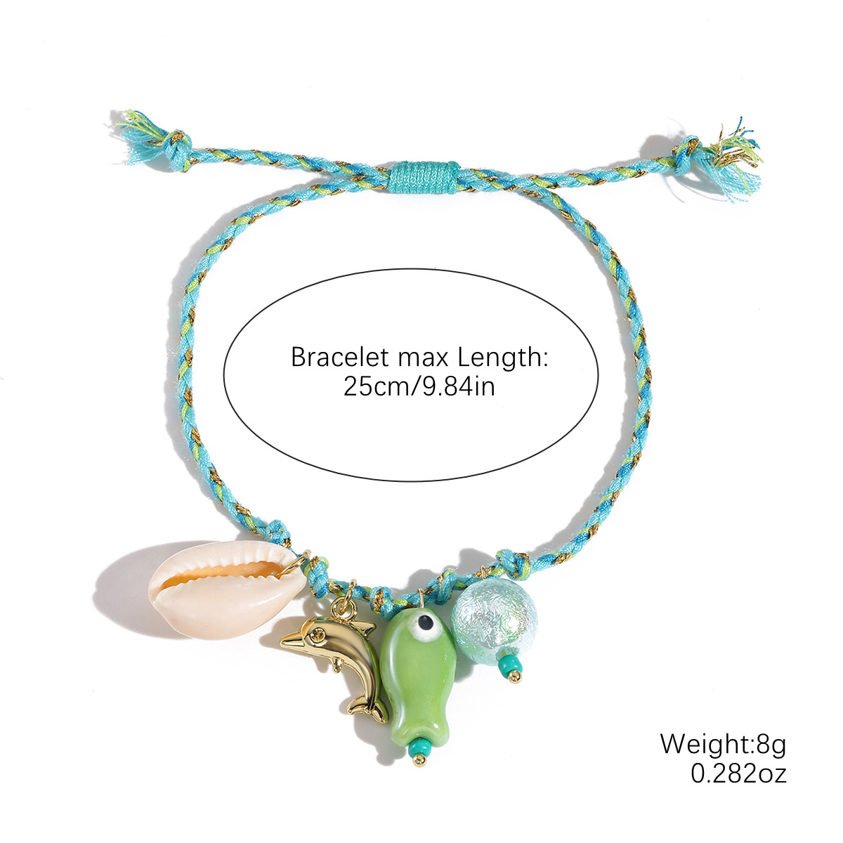 Jewelry colorful rope woven ocean style shell starfish ceramic fish pendant Bohemian summer necklace