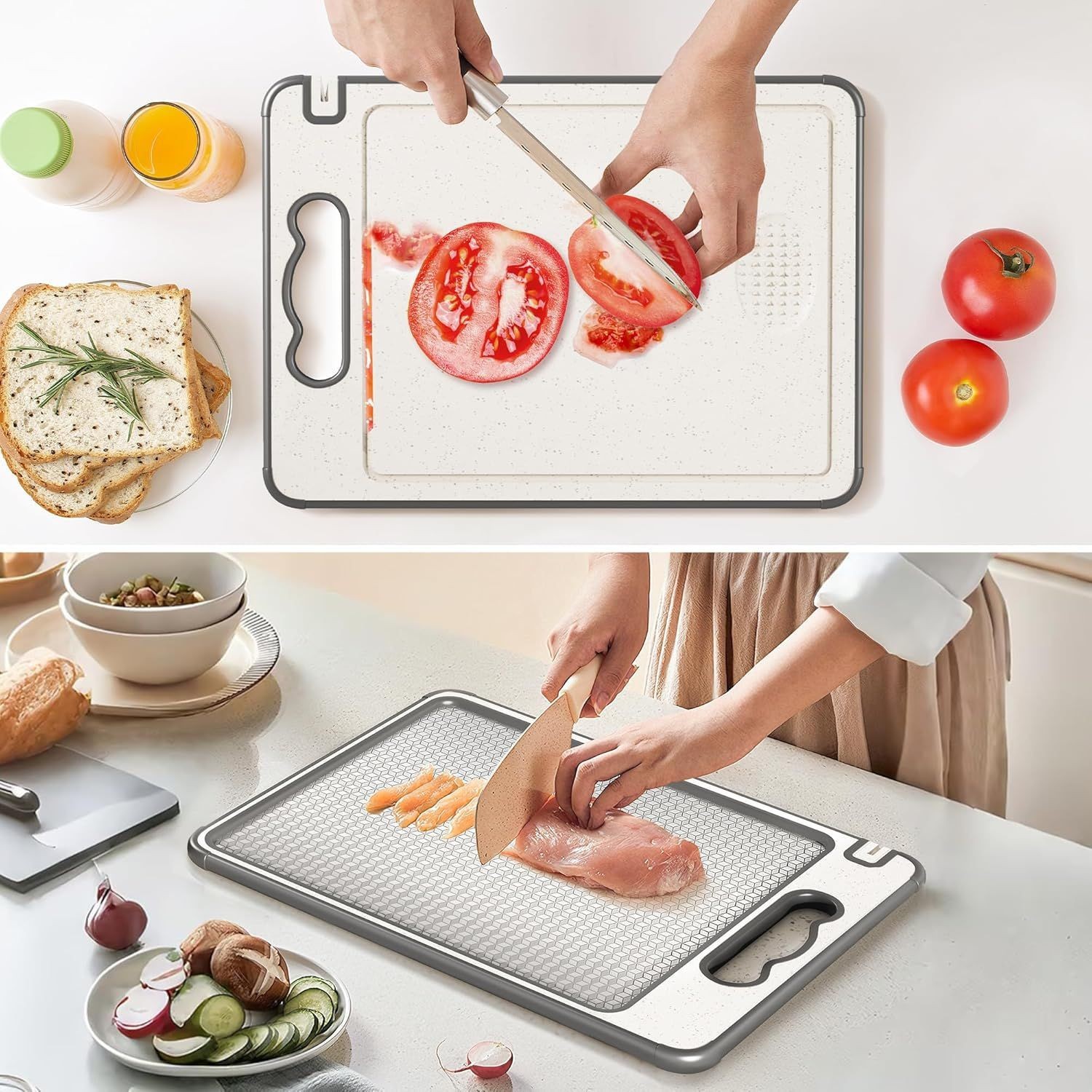 Stainless Steel Cutting Board 304 Thickened Anti-Slip Knife Sharpener Double-Sided Cutting Board Home Commercial Chopping Board Grinding