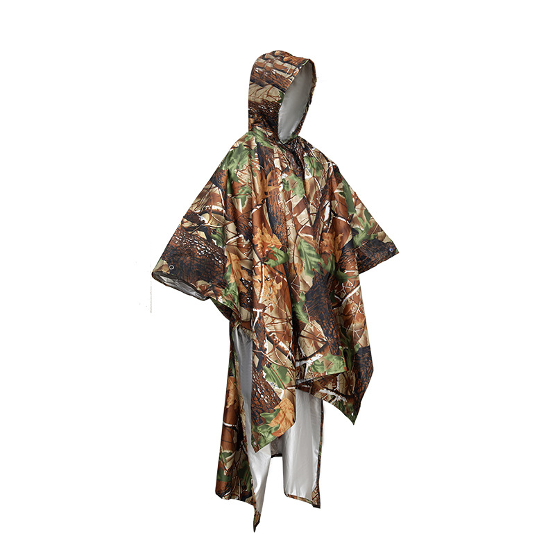 Outdoor 3-in-1 One-Piece Raincoat Hiking Rain Poncho Windproof Rainproof Cycling Raincoat Lightweight Easy to Store and Manage