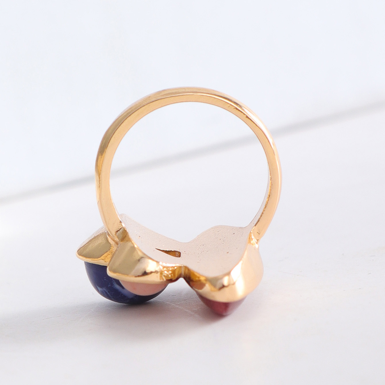 Original Design Wind Accessories Natural Stone Inlaid Metal Ring Women