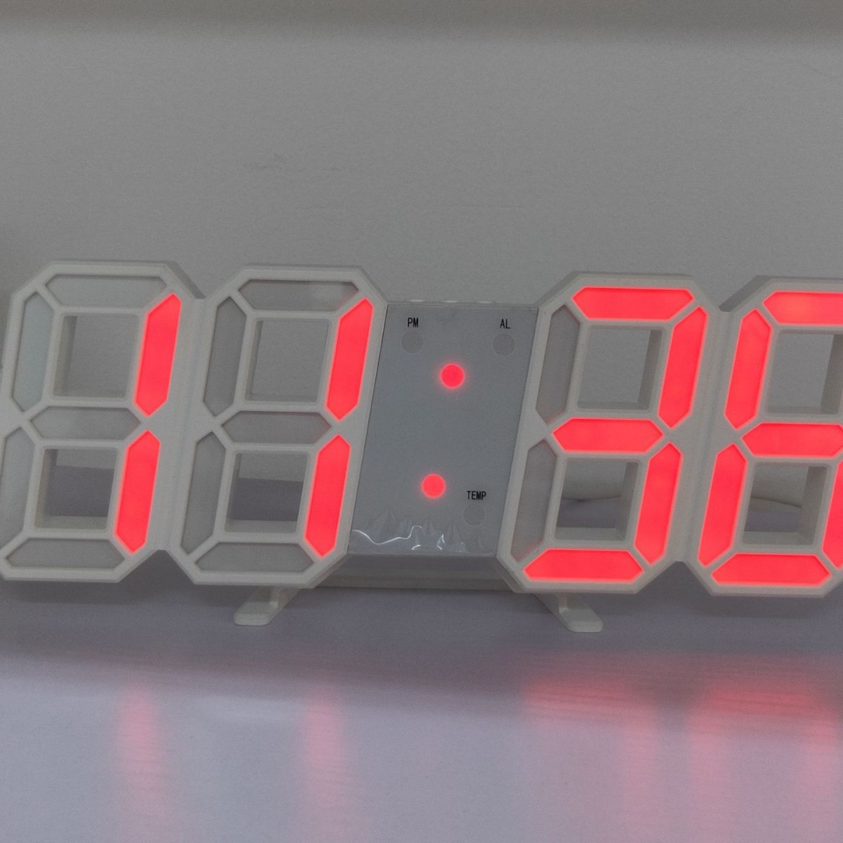 RGB colorful digital night-light alarm clock, living room LED 3D wall clock, desktop silent colorful electronic clock
