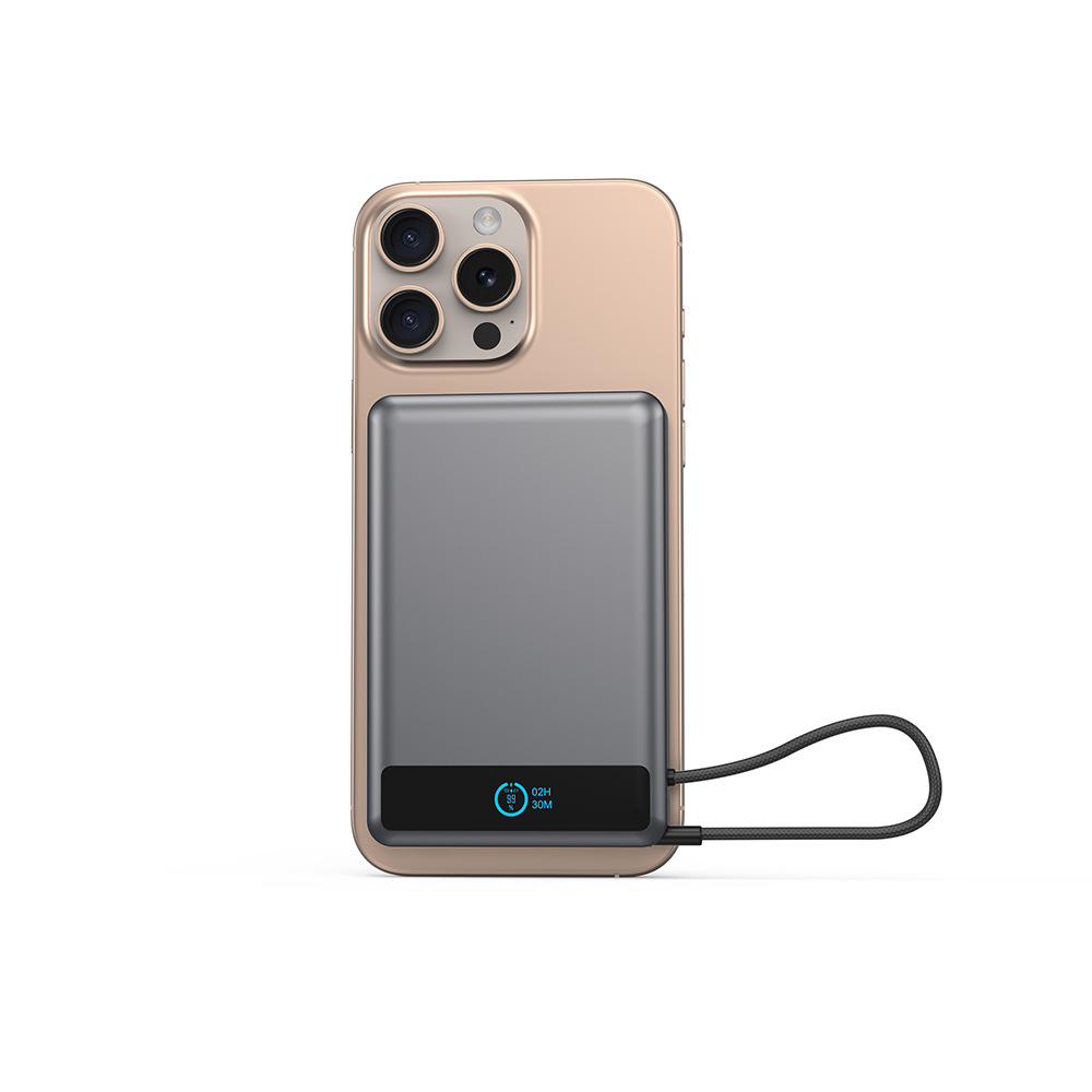 Ultra-thin Qi2 certified 10000mAh magnetic power bank CCC certified with TFT display wireless charging bank