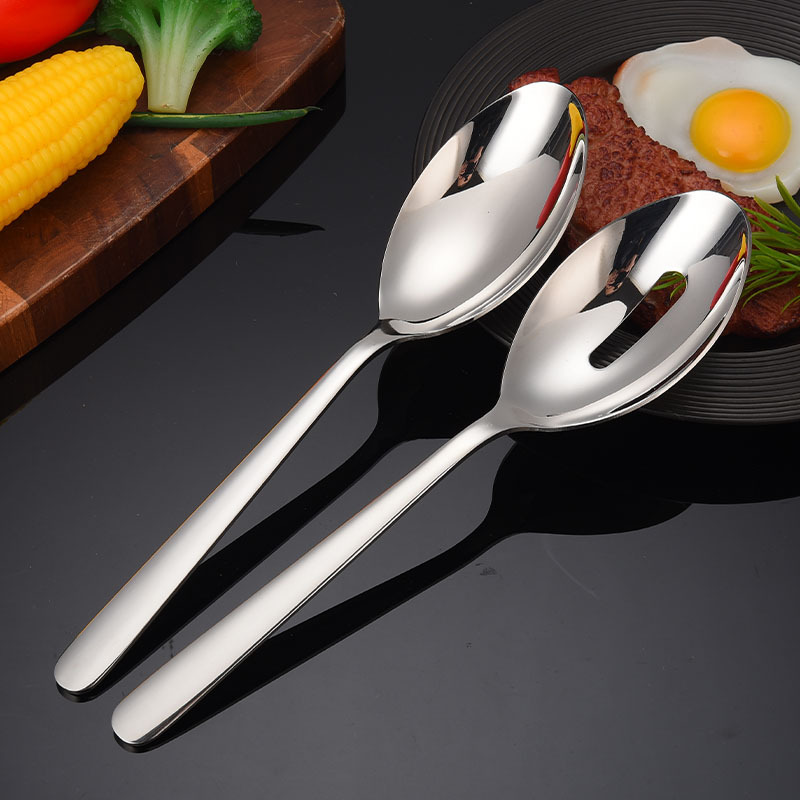 Serving Spoon 304 Stainless Steel Tableware Thickened Spoon Bright Hotel Serving Spoon Serving Spoon