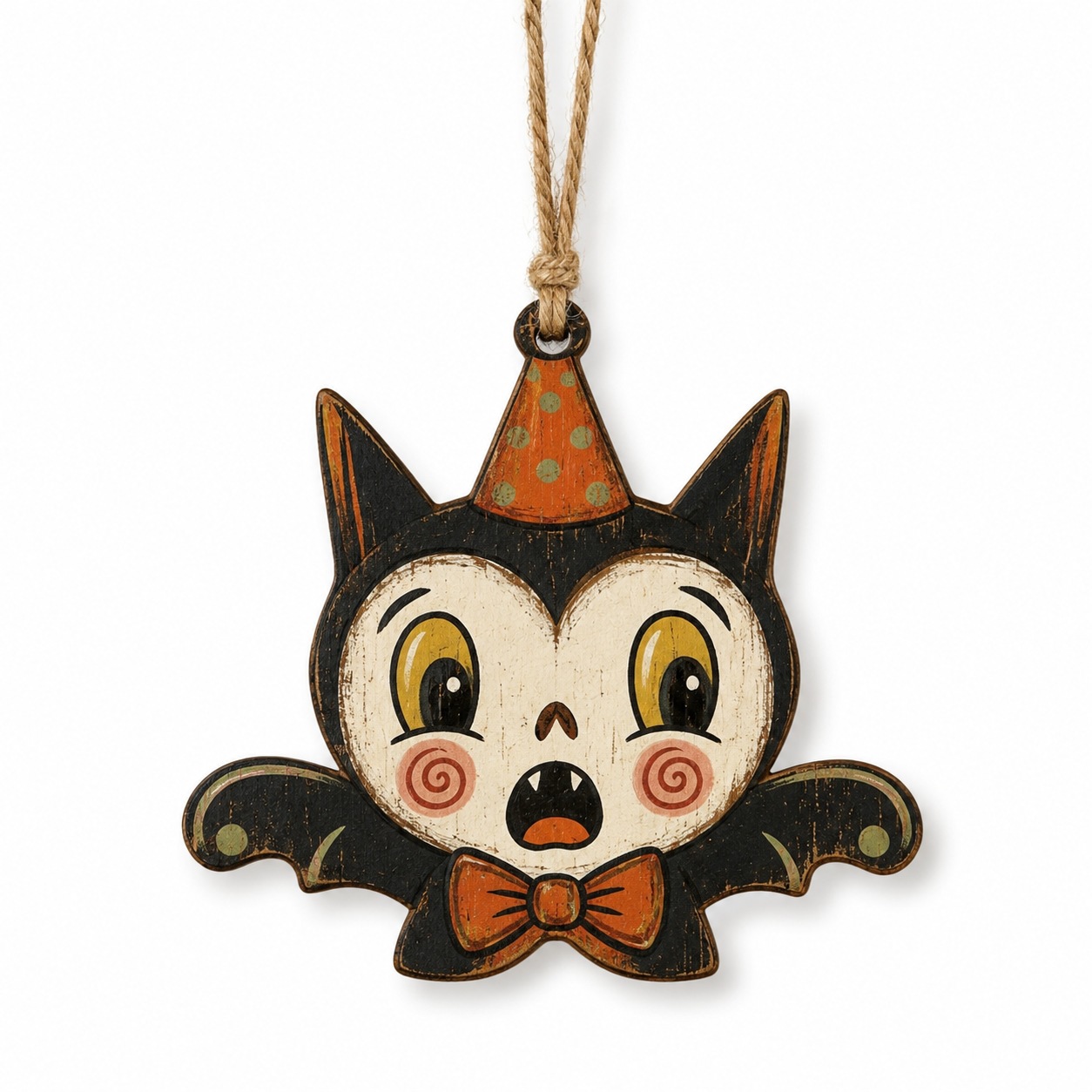Halloween Wooden Color Print Hanging Ornament Pumpkin Black Cat Ghost Mummy Small Hanging Decoration Home Wall Branch Decoration