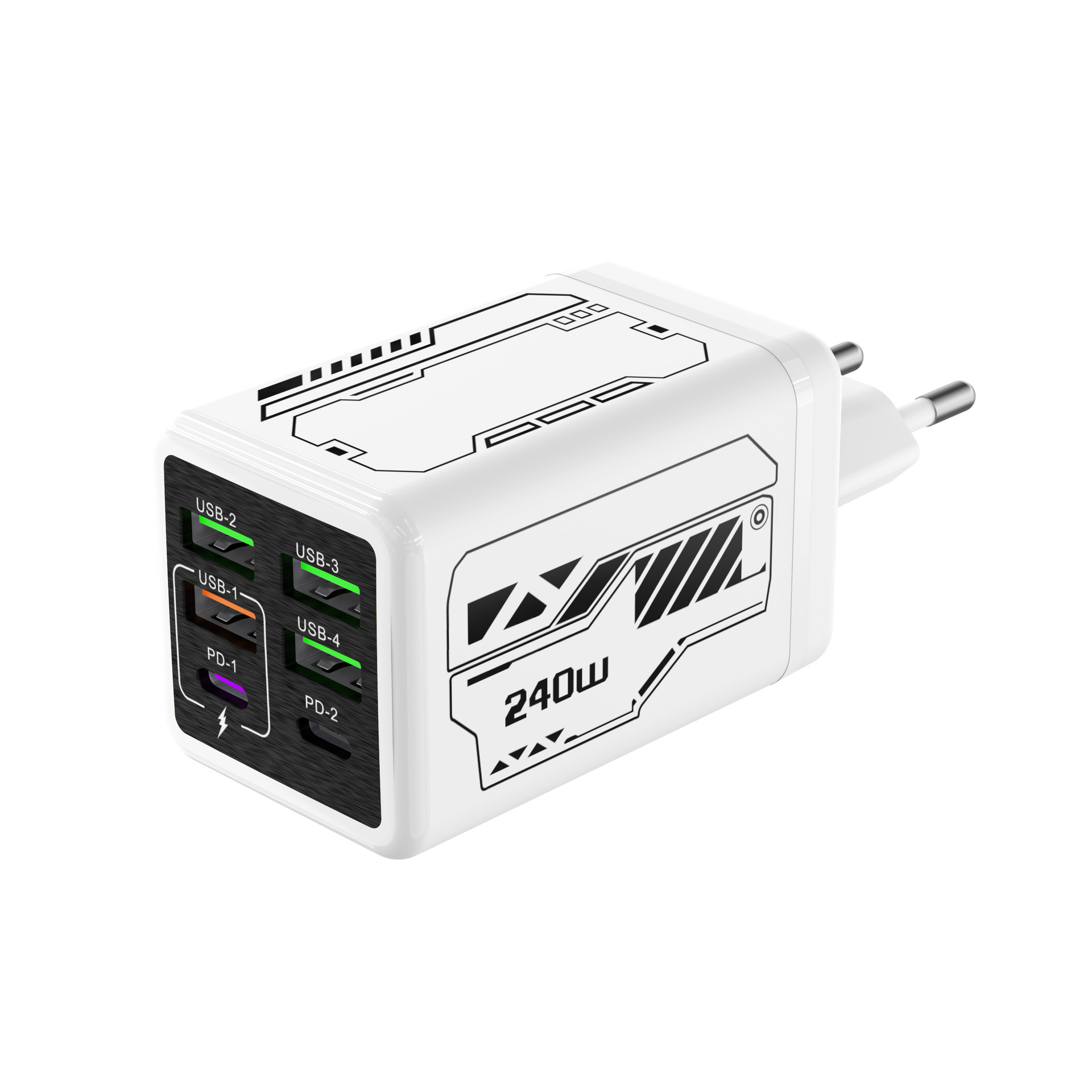 New All-Protocol Multi-Port 4U+2PD Charger Smart Small Appliance Travel Charging Head Gaming Style Charger