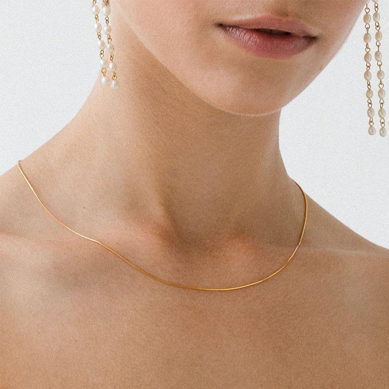 Stainless Steel Simple Mini Thin Round Snake Bone Chain 1MM 2MM Collarbone Chain Women's Matching Chain