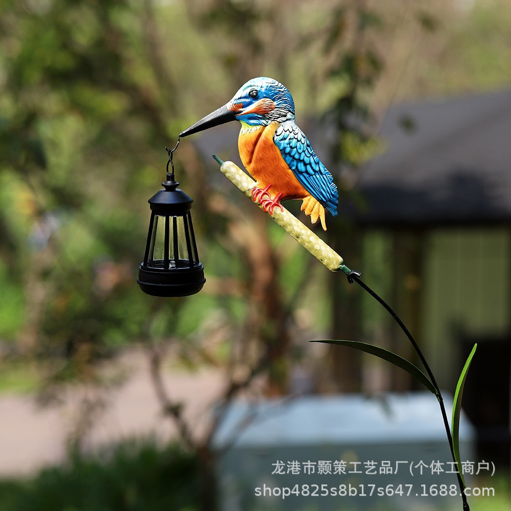 New Solar Bird Lantern Waterproof Outdoor Landscape Light Garden Courtyard Decoration Iron Art Craft