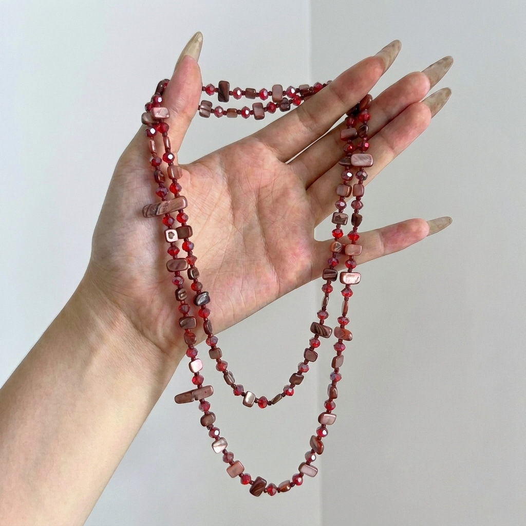 Colorful Natural Stone Beaded Accessories Bohemian Ethnic Style Necklace Niche Sweater Chain Women