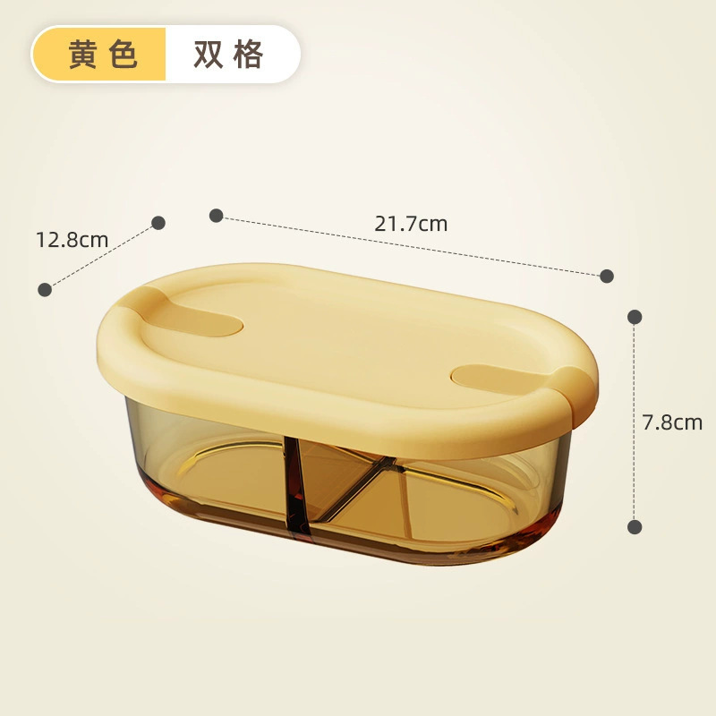 Glass lunch box, microwave-safe, student and office worker meal container, fresh-keeping box, partitioned sealed bento bowl