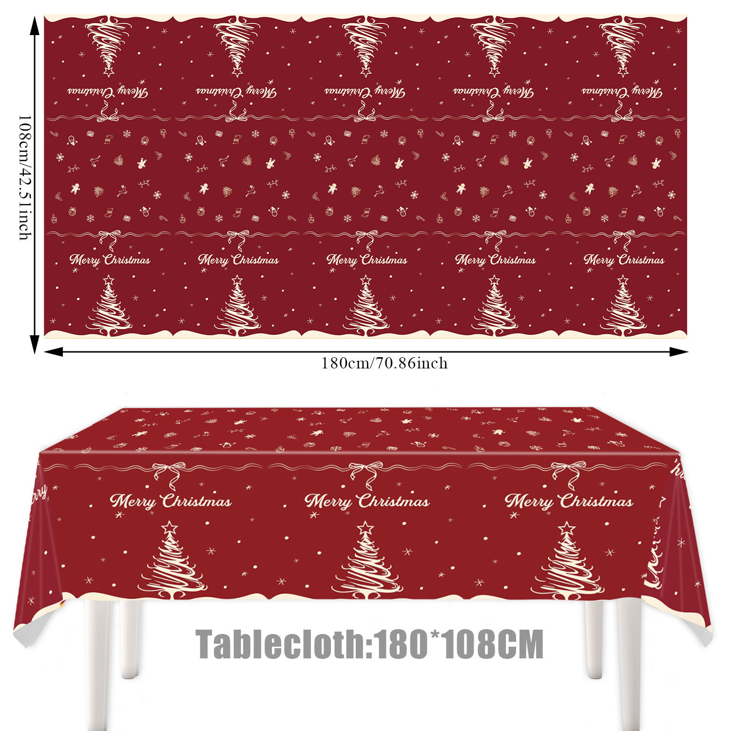 New Red Green Christmas Theme Holiday Party Tableware Paper Plate Napkin Tablecloth Bunting Flag Cake Decoration