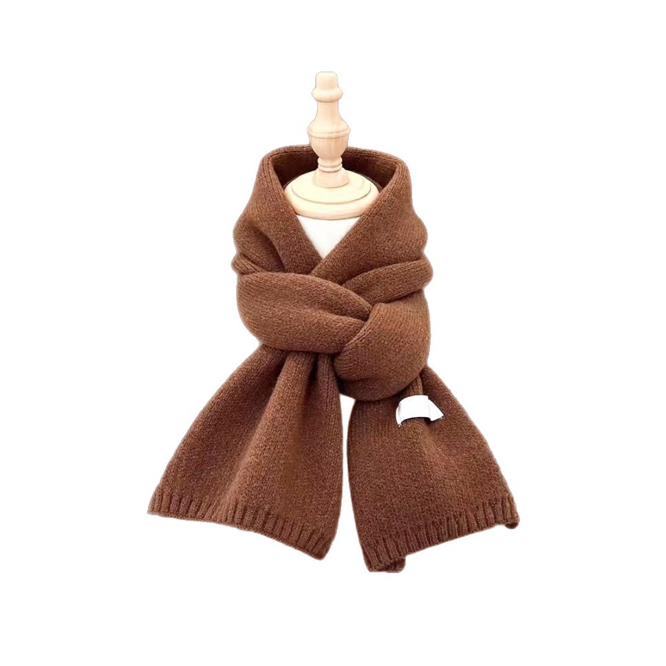 Solid color wool knitted scarf autumn and winter new student couple warm small neck scarf