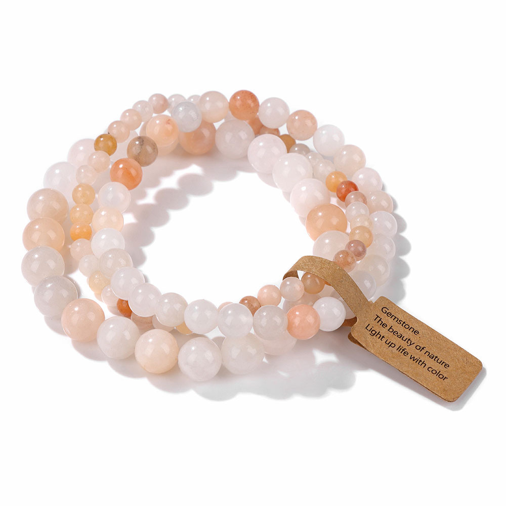 4mm/6mm/8mm three-piece bracelet set stone beads elastic rope simple label set unisex hand jewelry