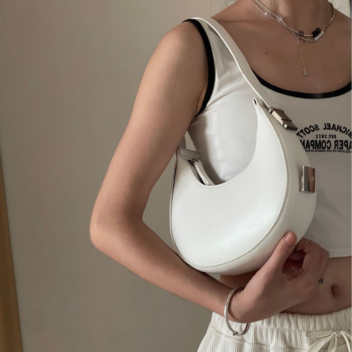 Bags Underarm Bag Women Single Shoulder Handheld Bag Lock Crescent Bag Shiling Luggage Crossbody Casual Zipper