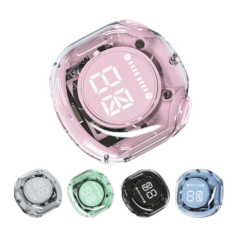 Colorful Crystal Armor Cabin Wireless Bluetooth Earphones HK6 Smart Noise Reduction Touch Dual Master Digital Display TWS