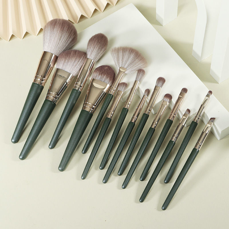 14-piece green cloud makeup brush set ultra-soft beginner full set powder brush foundation brush makeup tool