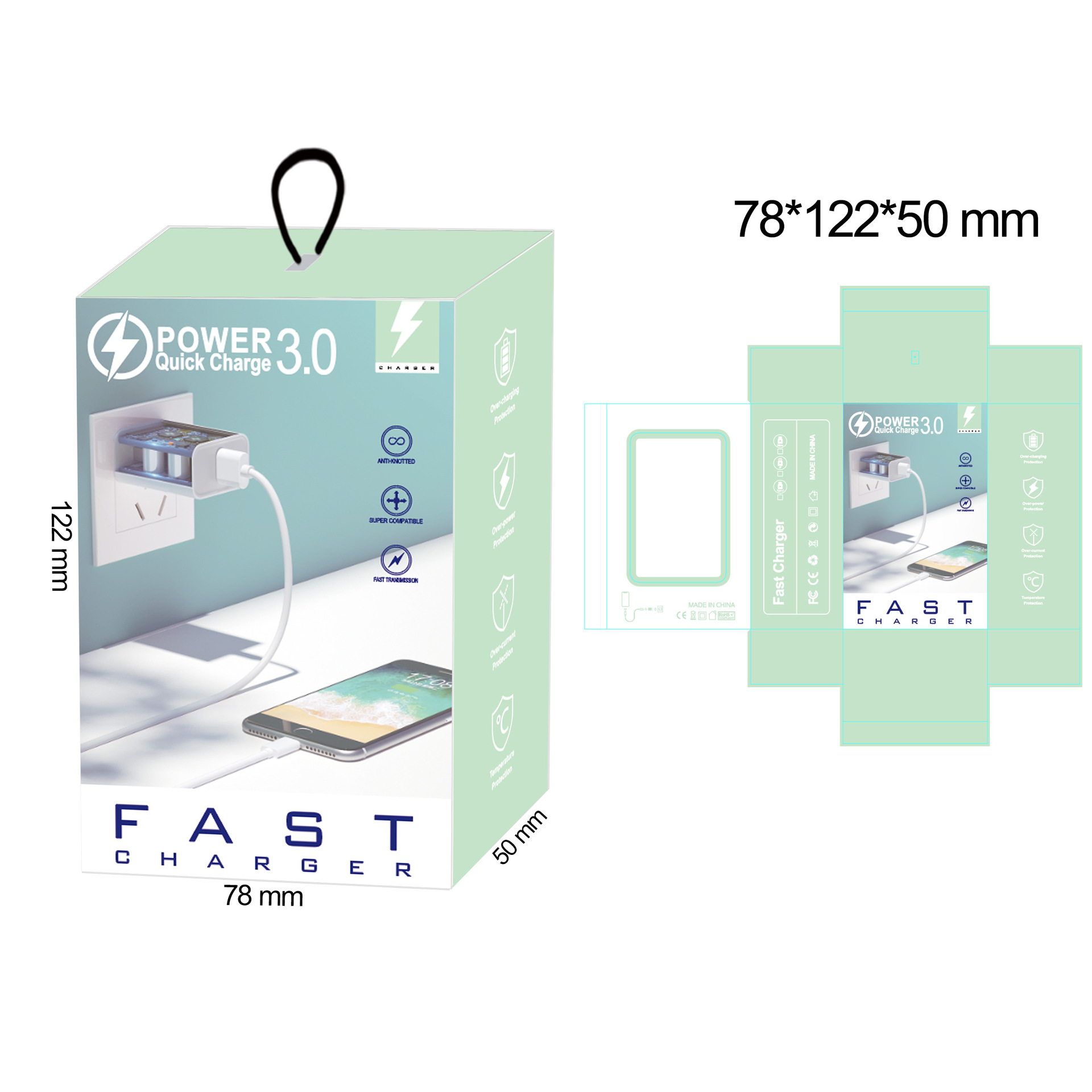 Glowing LED USB+PD Type-C Phone Charger Multi-Port US/EU/UK Travel Charger