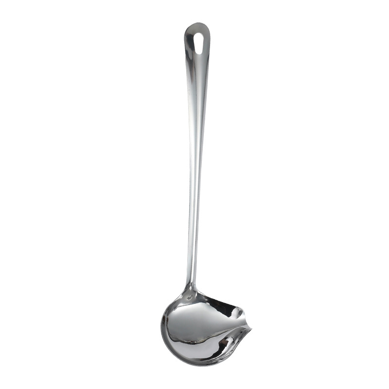 Stainless steel sauce spoon, long handle, thickened side mouth, slanted mouth, duckbill spoon, gravy spoon, hotel supplies