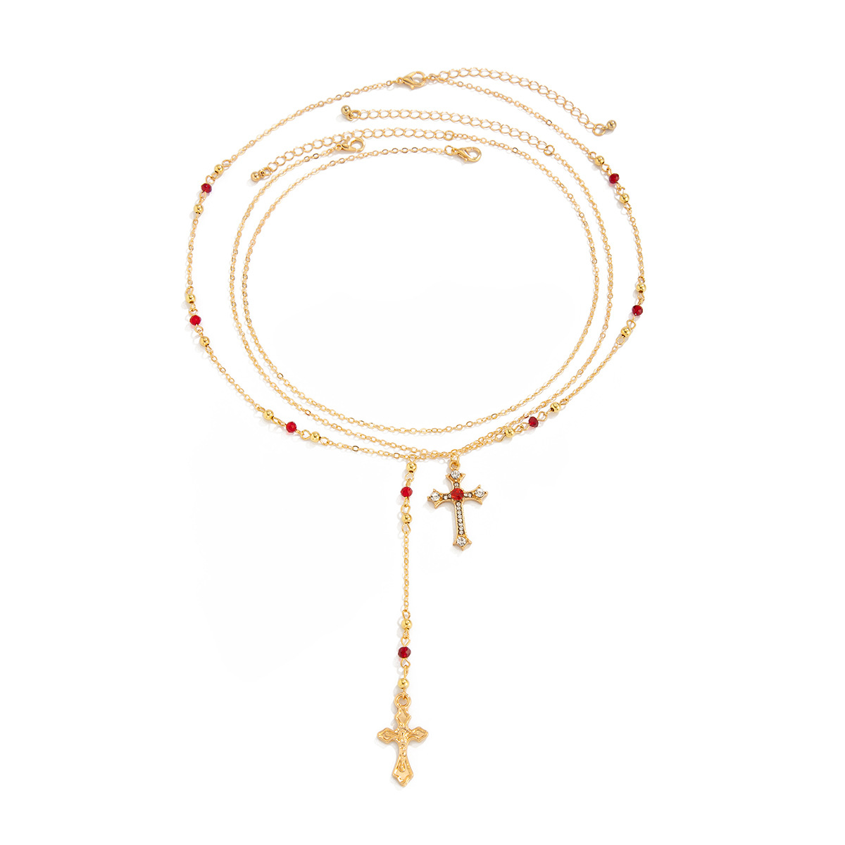Jewelry 3-piece set rhinestone cross chain necklace set small flower crystal copper-clad iron chain neck chain