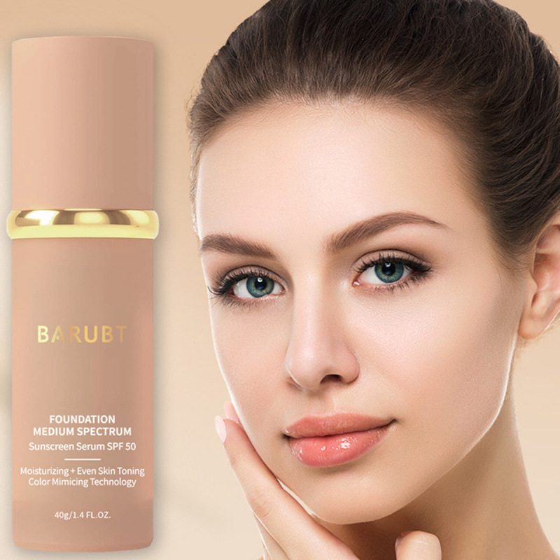 BARUBT Medium Spectrum Temperature Changing Foundation Cream Natural Concealer Dry Skin Not Cakey 40g