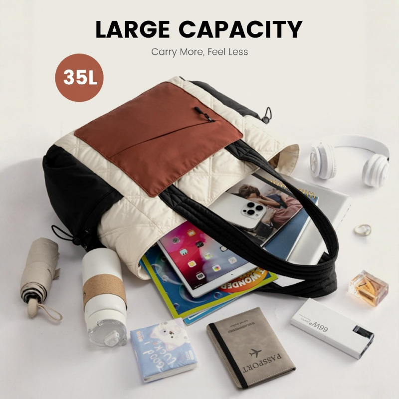 Women's Handbag with Zipper Puffer Handbag, Travel Quilted Nurse Bag, Carry Bag for Women