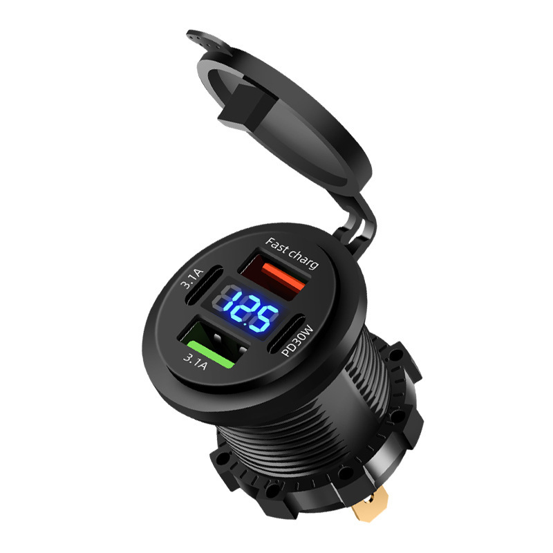 Custom Modified Car Charger Fast Charge Plug Motorcycle Car Charging Port Retrofit 12-24V Car Cigarette Lighter Head