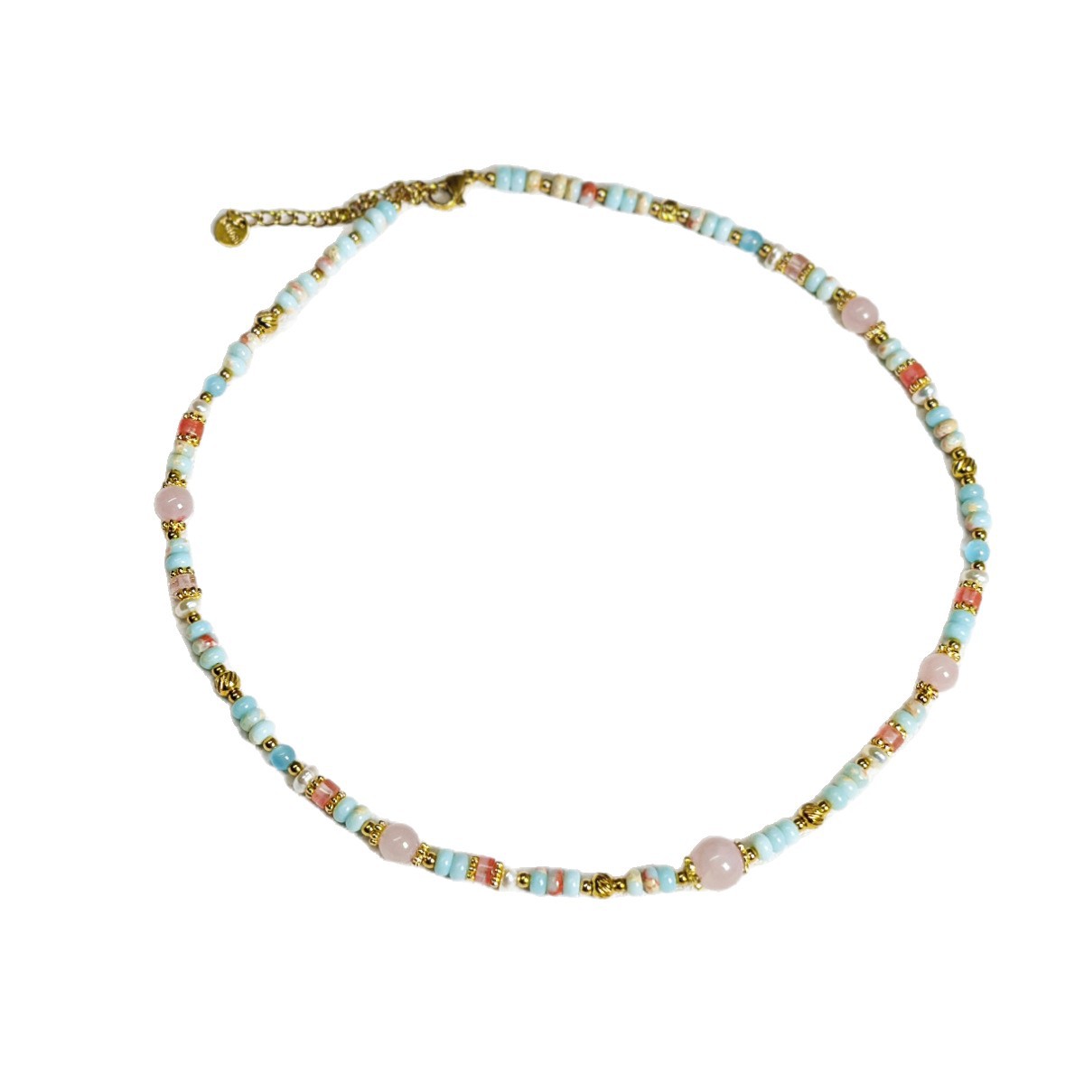 Colorful Beaded Natural Stone Freshwater Pearl Necklace Exquisite Collarbone Chain Necklace Women