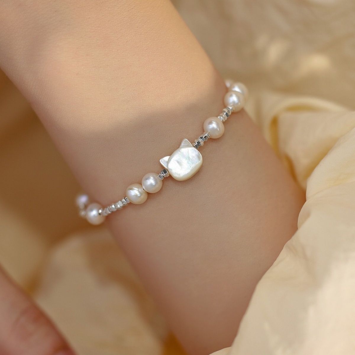 Natural freshwater pearl cinnabar bead bracelet women's purple gold sand whitening layered bracelet