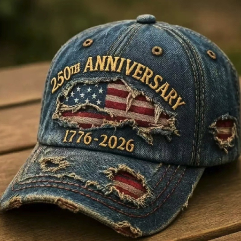 Embroidered Baseball Cap Skull 250th Anniversary Hat Outdoor Sun-Protective Visor Cap