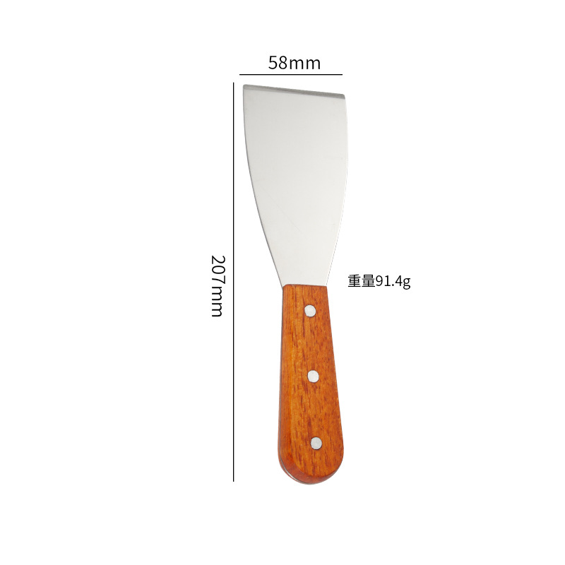 Stainless steel teppanyaki cooking spatula, Western pizza spatula, hand-grabbed cake press, pancake tool, stir-fry ice spatula