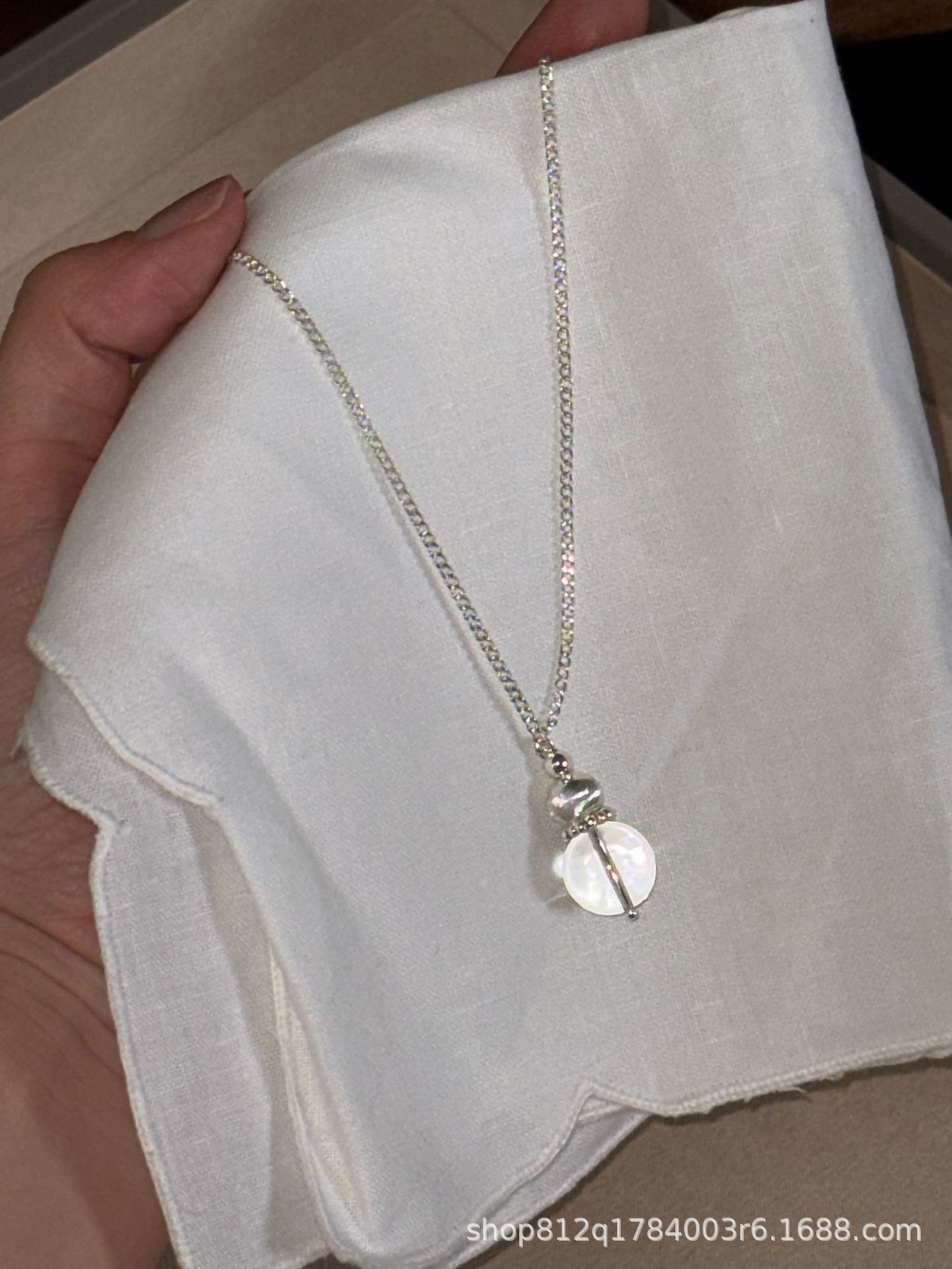 Self-made cool white crystal gourd necklace long sweater chain cat eye bead for women