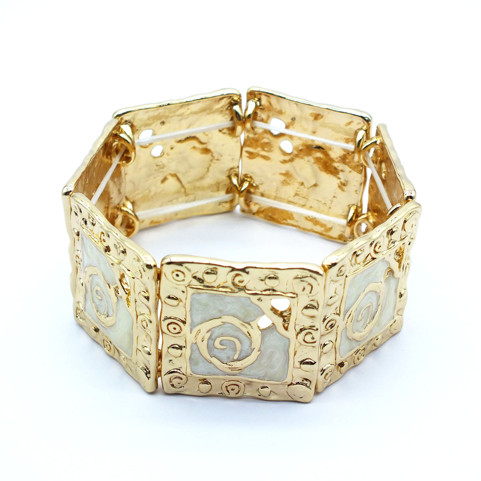 B94 Accessories Geometric Square Oil Drop Elastic Bracelet Gold Plated