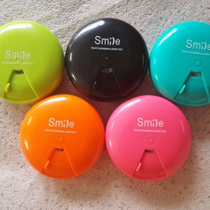 smile mini rotating portable rotating small pill box weekly round pill box portable large capacity box